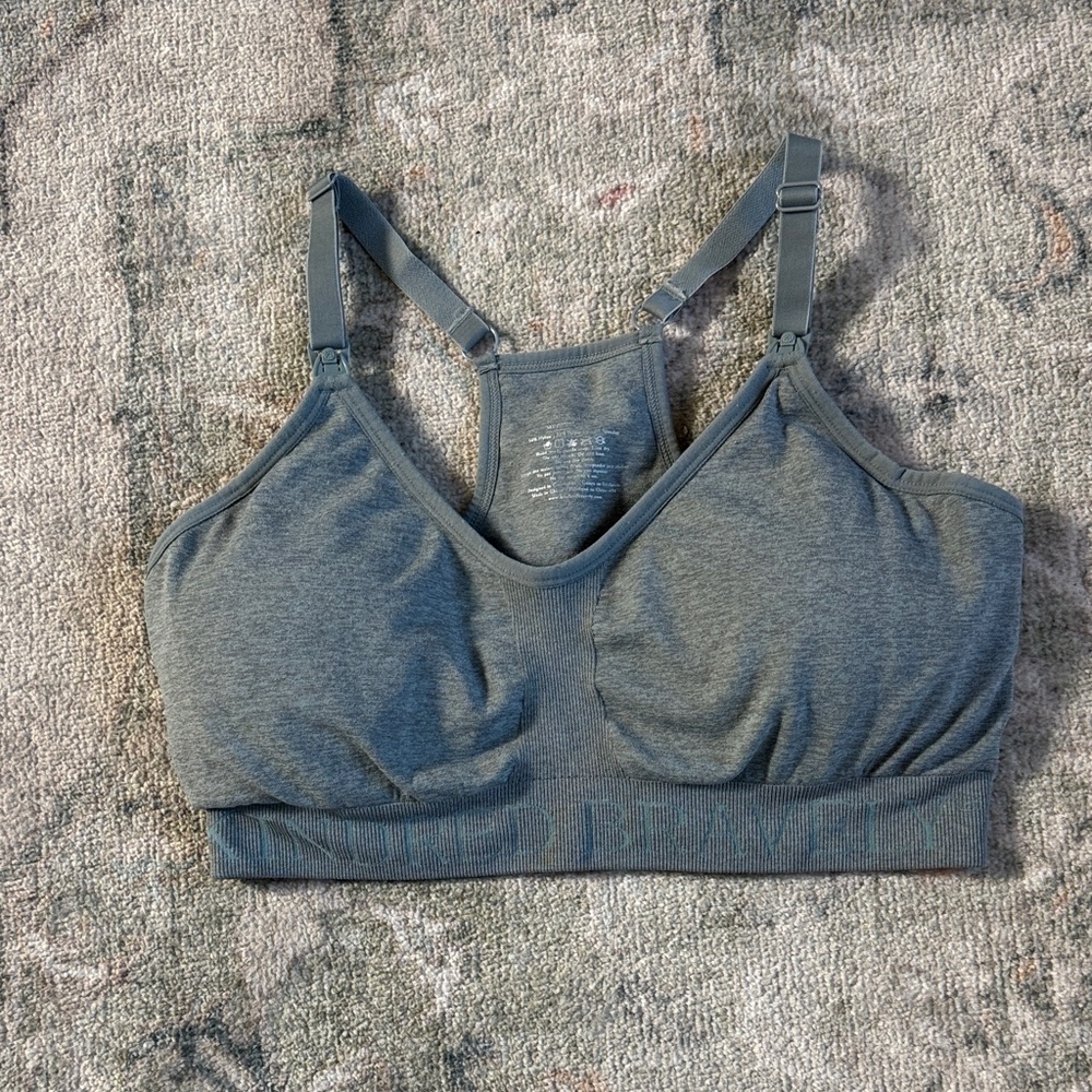 Kindred Bravely Heather Blue/Gray Breastfeeding Sports Bra